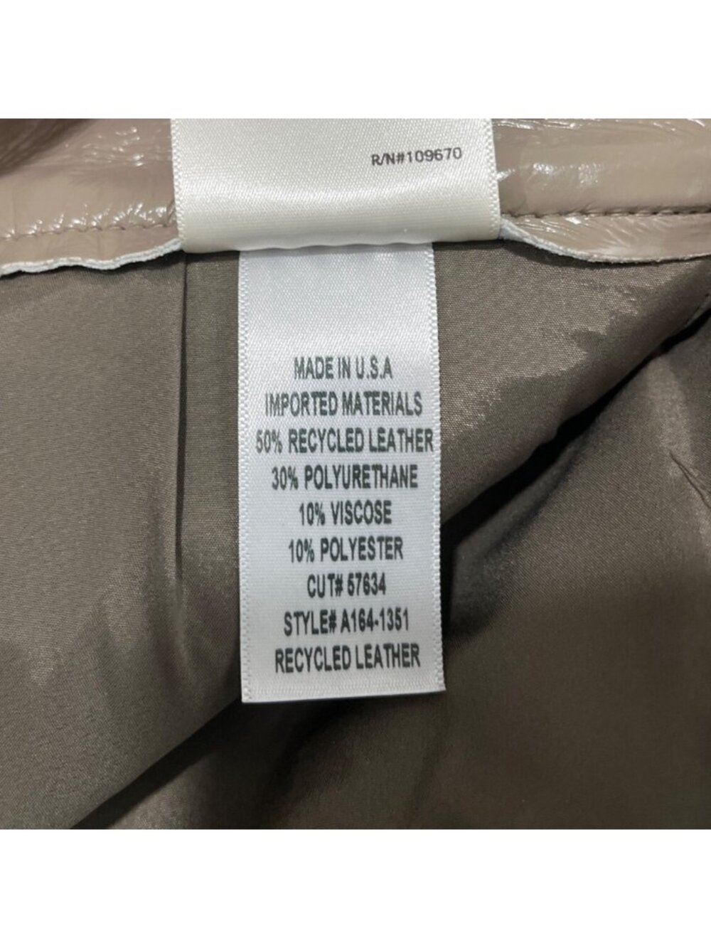 Agolde Womens Size 28 Recycled Leather Pants 90's Pinch-Waist Beige Quail Patent - Picture 8 of 8